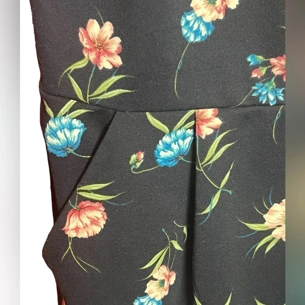 NWT Loft Outlet Floral Business Pleated waist Midi short Sleeve Office Size 2 - Picture 3 of 14